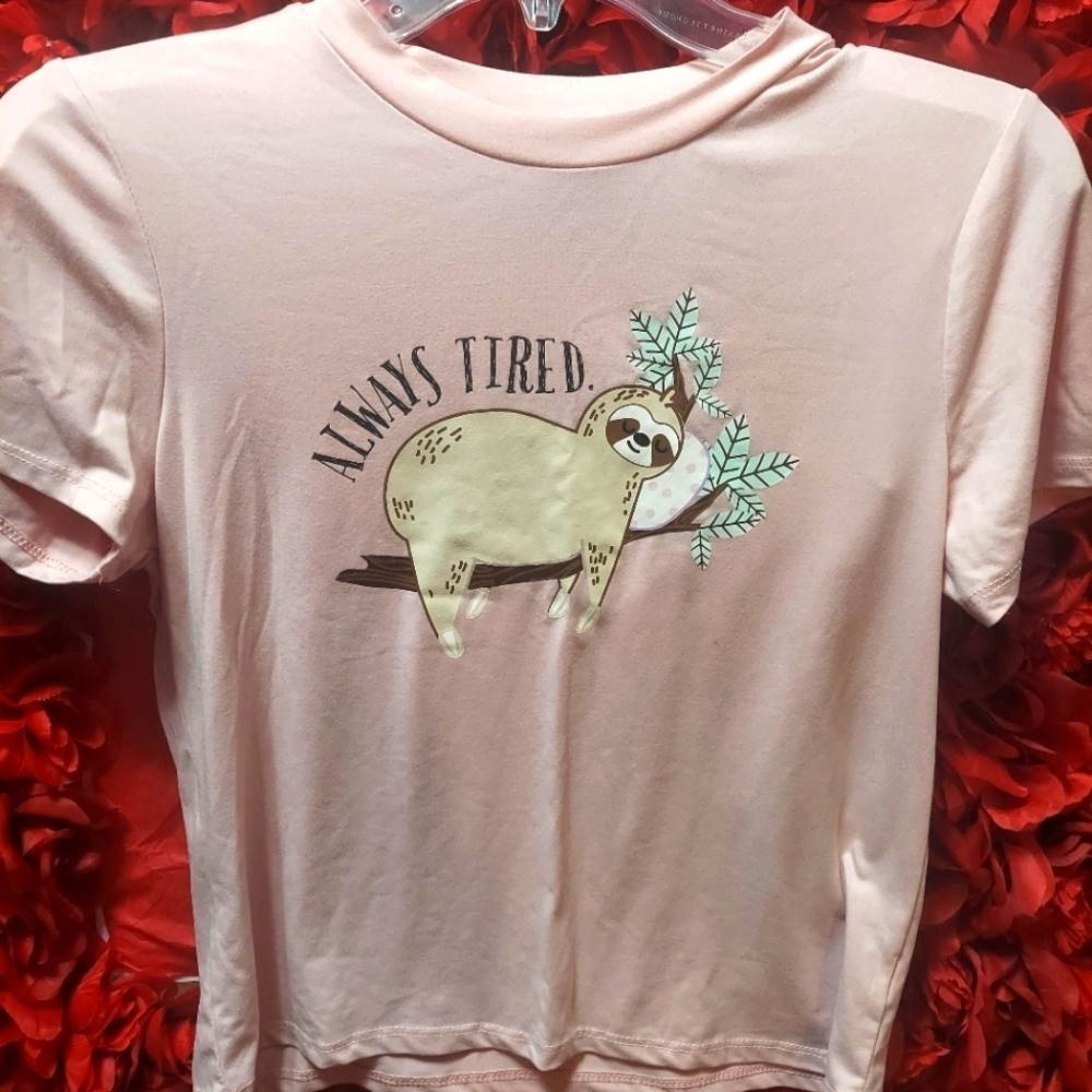 Weekend Edition Girls Size Small Pajama Top with Sloth picture